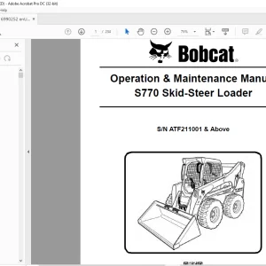 Bobcat S770 Skid-Steer Loader Operation & Maintenance Manual SN ATF211001 & Above - PDF DOWNLOAD