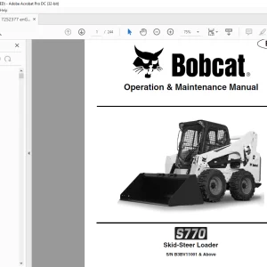 Bobcat S770 Skid-Steer Loader Operation & Maintenance Manual SN B3BV11001 & Above - PDF DOWNLOAD