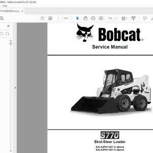 Bobcat S770 Skid-Steer Loader Service Manual 6989468 - PDF DOWNLOAD