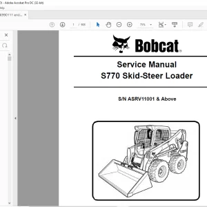 Bobcat S770 Skid-Steer Loader Service Manual SN ASRV11001 & Above - PDF DOWNLOAD