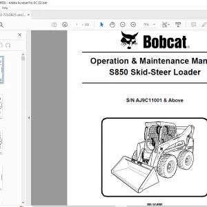 Bobcat S850 Skid-Steer Loader Operation & Maintenance Manual SN AJ9C11001 & Above - PDF DOWNLOAD