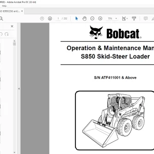 Bobcat S850 Skid-Steer Loader Operation & Maintenance Manual SN ATF411001 & Above - PDF DOWNLOAD