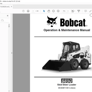 Bobcat S850 Skid-Steer Loader Operation & Maintenance Manual SN B3BY11001 & Above - PDF DOWNLOAD