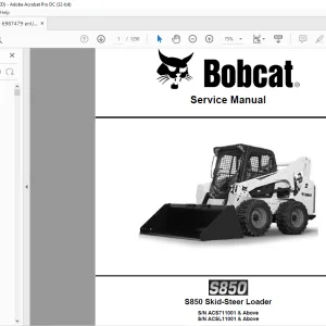 Bobcat S850 Skid-Steer Loader Service Manual 6987479 - PDF DOWNLOAD