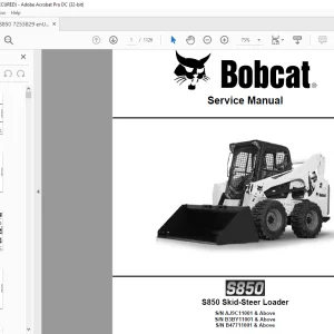 Bobcat S850 Skid-Steer Loader Service Manual 7253829 - PDF DOWNLOAD