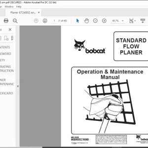 Bobcat STANDARD FLOW PLANER Operation & Maintenance Manual -  PDF DOWNLOAD