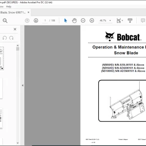 Bobcat Snow Blade SB86HD SB96HD SB108HD Operation & Maintenance Manual 6987134 (05-17) - PDF DOWNLOAD