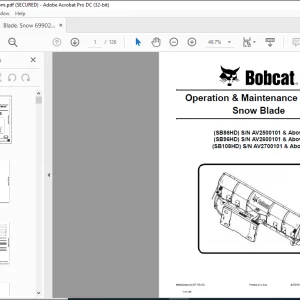 Bobcat Snow Blade SB86HD SB96HD SB108HD Operation & Maintenance Manual 6990229 (07-18) -  PDF DOWNLOAD