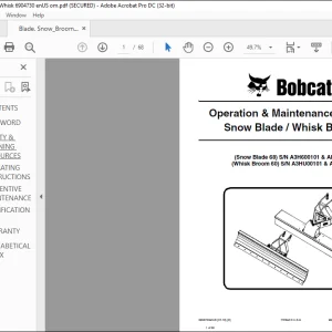 Bobcat Snow Blade  Whisk Broom 68 60 Operation & Maintenance Manual 6904730 (07-18) - PDF DOWNLOAD