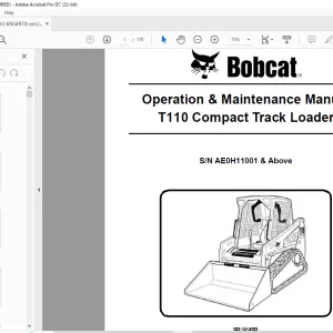 Bobcat T110 Compact Track Loader Operation & Maintenance Manual SN AE0H11001 & Above - PDF DOWNLOAD