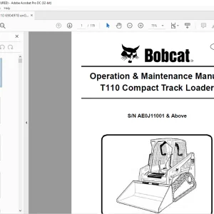 Bobcat T110 Compact Track Loader Operation & Maintenance Manual SN AE0J11001 & Above - PDF DOWNLOAD