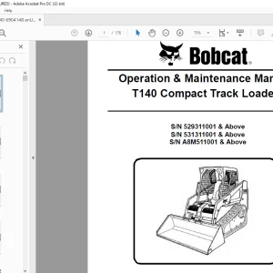 Bobcat T140 Compact Track Loader Operation & Maintenance Manual 6904148 - PDF DOWNLOAD