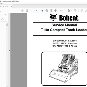 Bobcat T140 Compact Track Loader Service Manual 6904150 (7-09) - PDF DOWNLOAD