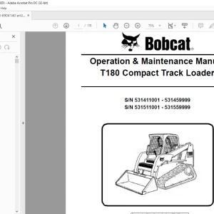 Bobcat T180 Compact Track Loader Operation & Maintenance Manual 6904140 - PDF DOWNLOAD