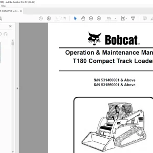 Bobcat T180 Compact Track Loader Operation & Maintenance Manual 6986999 - PDF DOWNLOAD