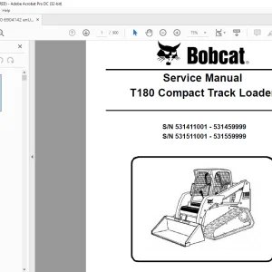 Bobcat T180 Compact Track Loader Service Manual 6904142 (11-10) - PDF DOWNLOAD