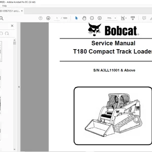 Bobcat T180 Compact Track Loader Service Manual SN A3LL11001 & Above - PDF DOWNLOAD
