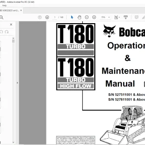 Bobcat T180 Turbo T180 Turbo High Flow Loader Operation & Maintenance Manual 6902820 - PDF DOWNLOAD