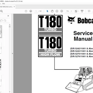 Bobcat T180 Turbo T180 Turbo High Flow Loader Service Manual 6902502 (7-09) - PDF DOWNLOAD