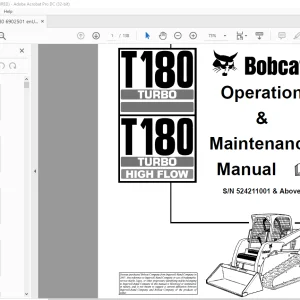 Bobcat T180 Turbo T180 Turbo High Flow Operation & Maintenance Manual SN 524211001 & Above - PDF DOWNLOAD