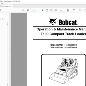 Bobcat T190 Compact Track Loader Operation & Maintenance Manual 6904144 - PDF DOWNLOAD