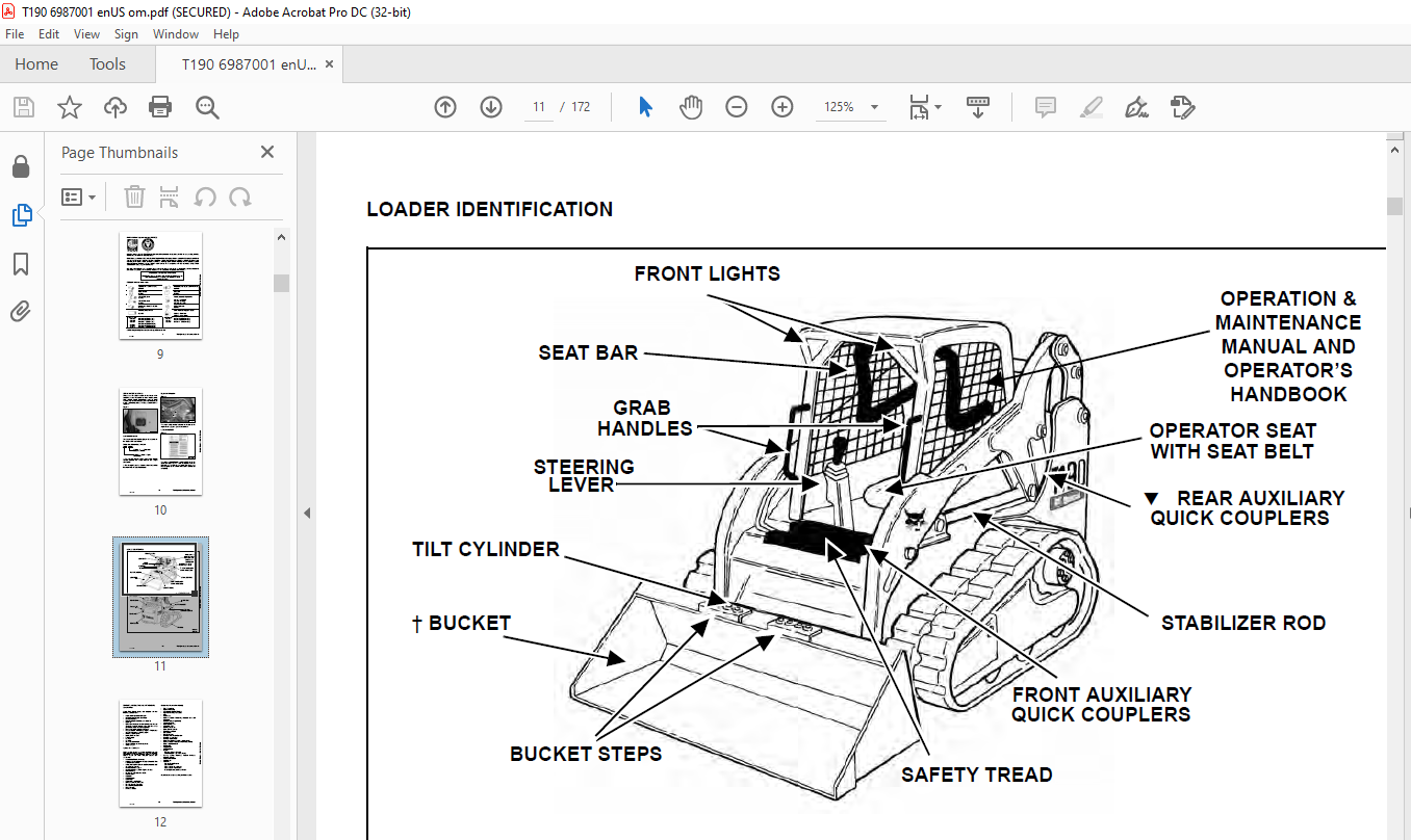 Bobcat T190 Compact Track Loader Operation & Maintenance Manual 6987001