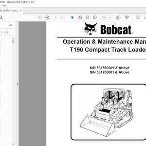 Bobcat T190 Compact Track Loader Operation & Maintenance Manual 6987001 (3-08) - PDF DOWNLOAD