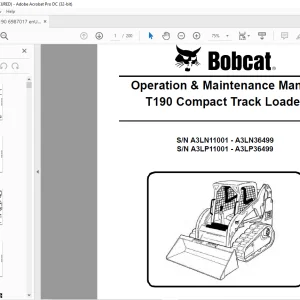 Bobcat T190 Compact Track Loader Operation & Maintenance Manual 6987017 - PDF DOWNLOAD