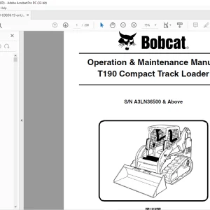 Bobcat T190 Compact Track Loader Operation & Maintenance Manual SN A3LN36500 & Above - PDF DOWNLOAD