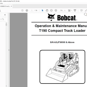 Bobcat T190 Compact Track Loader Operation & Maintenance Manual SN A3LP36500 & Above - PDF DOWNLOAD