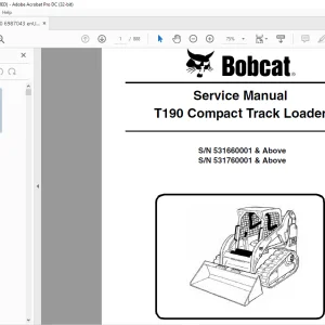 Bobcat T190 Compact Track Loader Service Manual 6987043 (8-09) - PDF DOWNLOAD