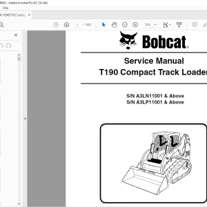 Bobcat T190 Compact Track Loader Service Manual 6987052 - PDF DOWNLOAD