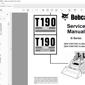 Bobcat T190 Turbo T190 Turbo High Flow G Series Loader Service Manual 6901117 - PDF DOWNLOAD