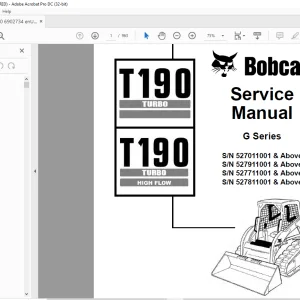 Bobcat T190 Turbo T190 Turbo High Flow G Series Loader Service Manual 6902734 (10-09) - PDF DOWNLOAD