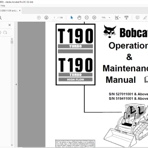 Bobcat T190 Turbo T190 Turbo High Flow Loader Operation & Maintenance Manual 6901109 - PDF DOWNLOAD