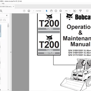 Bobcat T200 Turbo T200 Turbo High Flow Loader Operation & Maintenance Manual 6901356 - PDF DOWNLOAD