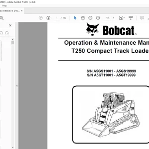 Bobcat T250 Compact Track Loader Operation & Maintenance Manual 6986974 - PDF DOWNLOAD