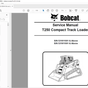Bobcat T250 Compact Track Loader Service Manual 6904164 (3-09) - PDF DOWNLOAD