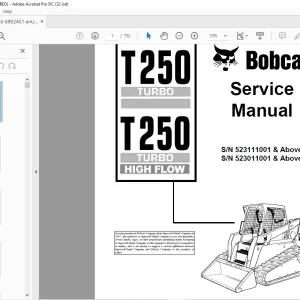Bobcat T250 Turbo T250 High Flow Loader Service Manual 6902451 (10-12) - PDF DOWNLOAD