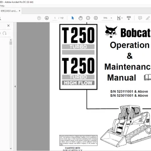 Bobcat T250 Turbo T250 Turbo High Flow Loader Operation & Maintenance Manual 6902450 - PDF DOWNLOAD
