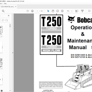 Bobcat T250 Turbo T250 Turbo High Flow Loader Operation & Maintenance Manual 6904182 - PDF DOWNLOAD