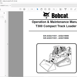 Bobcat T300 Compact Track Loader Operation & Maintenance Manual 6986975 - PDF DOWNLOAD