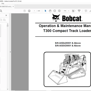 Bobcat T300 Compact Track Loader Operation & Maintenance Manual 6987005 - PDF DOWNLOAD