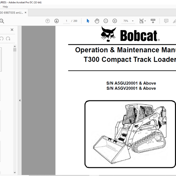 Bobcat T550 Compact Track Loader Operation & Maintenance Manual SN