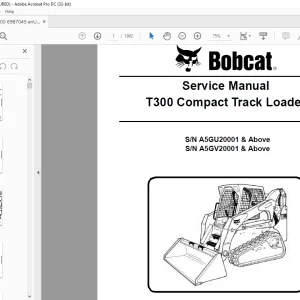 Bobcat T300 Compact Track Loader Service Manual 6987045 (7-16) - PDF DOWNLOAD