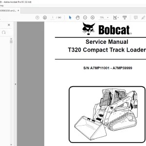 Bobcat T320 Compact Track Loader Service Manual SN A7MP11001 - A7MP59999 - PDF DOWNLOAD
