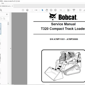Bobcat T320 Compact Track Loader Service Manual SN A7MP11001 - A7MP59999 - PDF DOWNLOAD