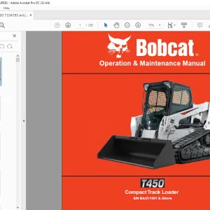Bobcat T450 Compact Track Loader Operation & Maintenance Manual SN B4J211001 & Above  - PDF DOWNLOAD