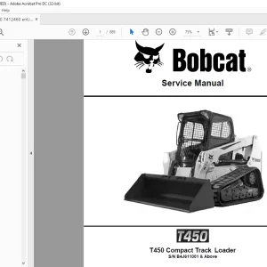 Bobcat T450 Compact Track Loader Service Manual SN B4J611001 & Above - PDF DOWNLOAD