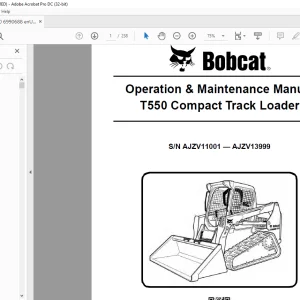 Bobcat T550 Compact Track Loader Operation & Maintenance Manual SN AJZV11001 - AJZV13999 - PDF DOWNLOAD